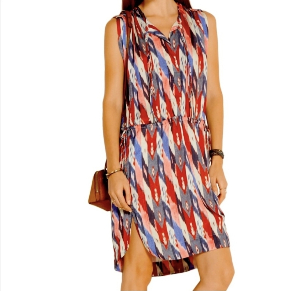 Isabel Marant‎ Etoile Hollis Ikat Women's Sleeveless Printed Short Mini Dress 36